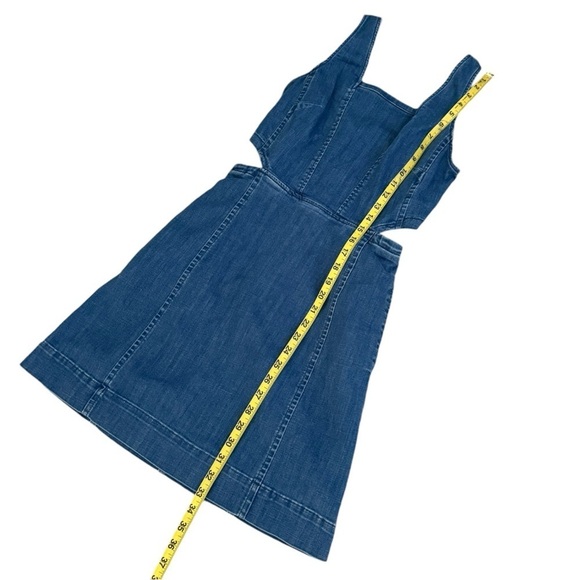 Madewell Cutout Denim Midi Dress Size 2 Jeans Fitted Stretch Sleeveless Open Zip - Picture 5 of 8